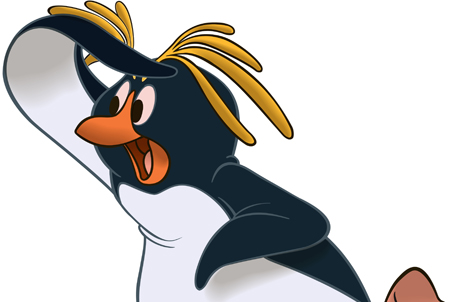 Caption: Tux, Polar Adventure’s mascot, is an outgoing and playful Rockhopper penguin.