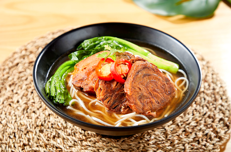 Braised Beef in Taiwanese Style with Rice Noodles in Soup